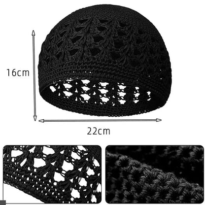 Solid Color Crochet Beanie Hats Unisex Stretchy Handmade Cotton Skull Cap