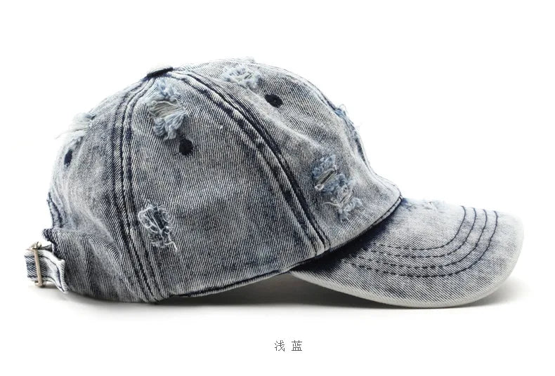 Y2K Style Cowboy Hole Washed Baseball Caps