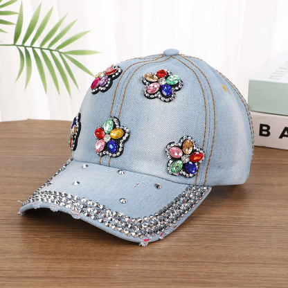 Colorful Flower Shining Baseball Cap Unique Stylish Cowboy Hat