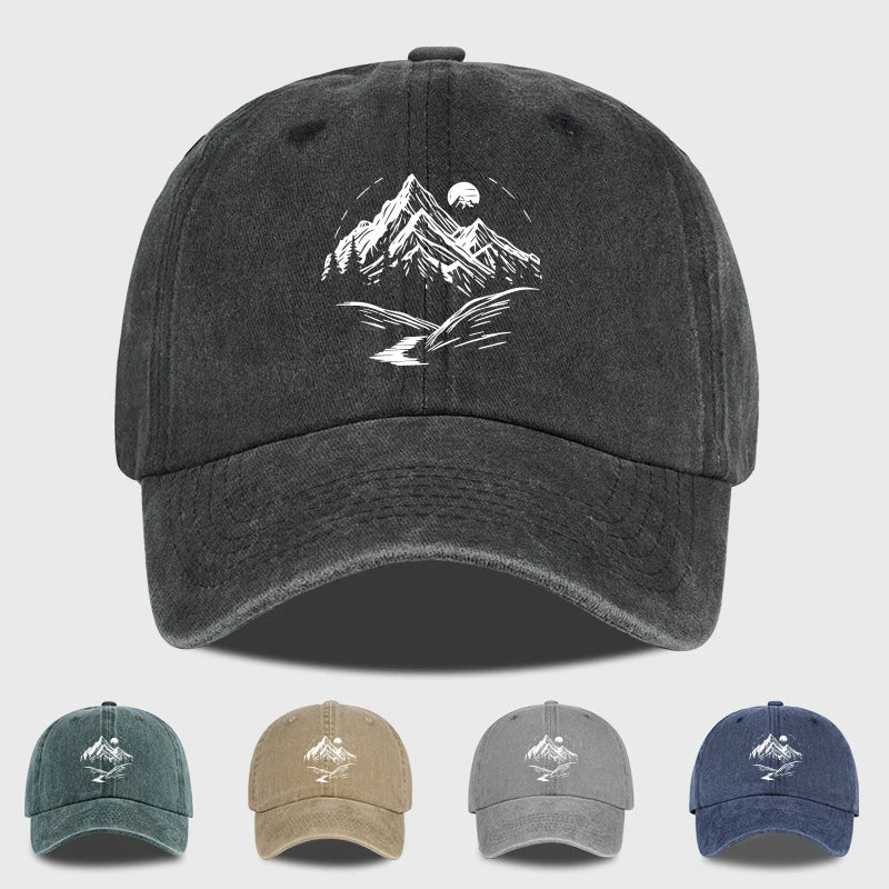 Mountain Landscape Washed Baseball Cap