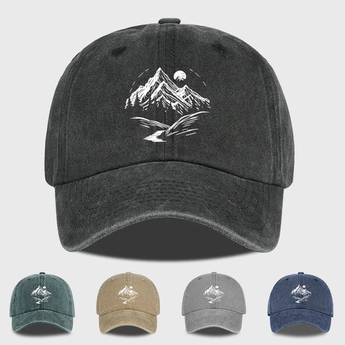 Mountain Landscape Washed Baseball Cap