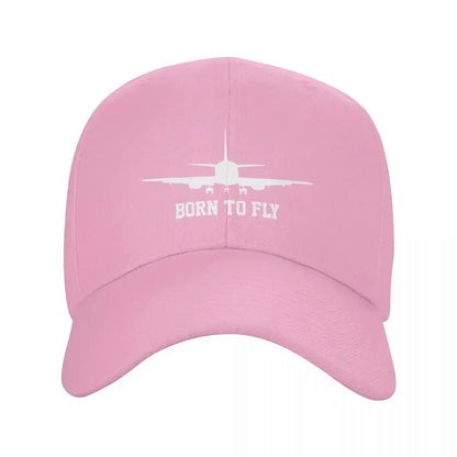 Born To Fly Airplane Baseball Cap Outdoor Women Men's