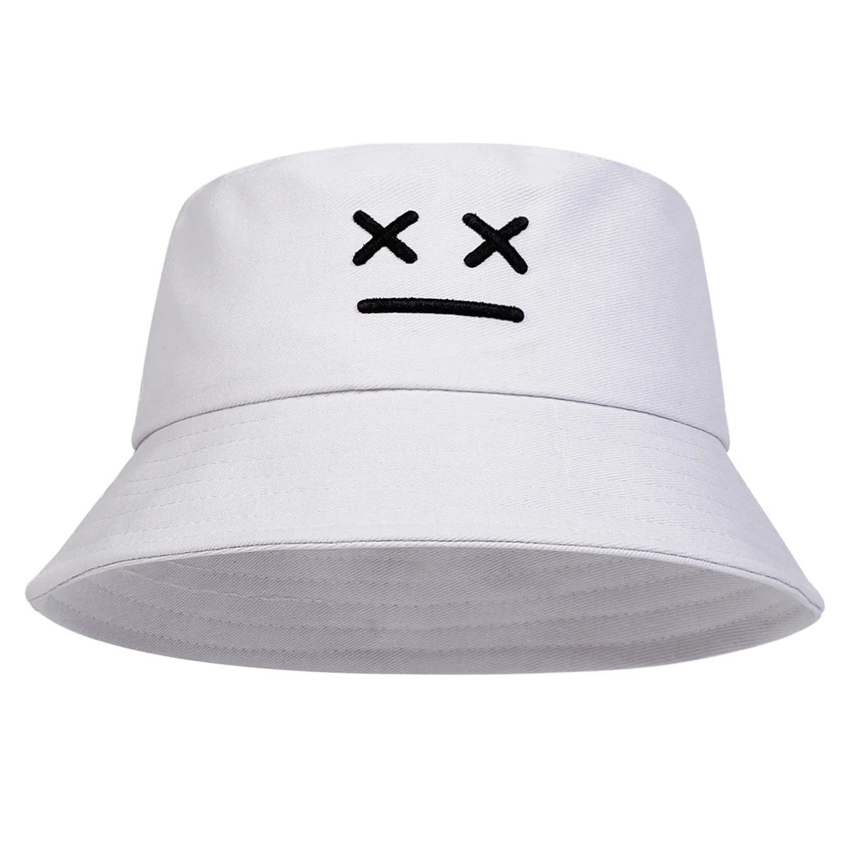 Unisex XX Smiling Face Embroidery Personality Bucket Hats Fishermen Caps Outdoor