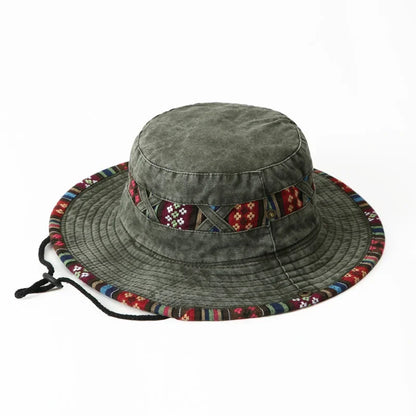 Summer Bucket Hats Retro Printing Cowboy Cap Men Women