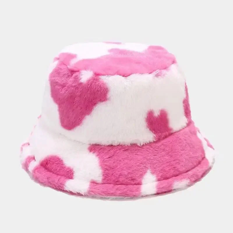 Winter Rabbit Plush Fisherman Hats Women Girl Bucket Hat