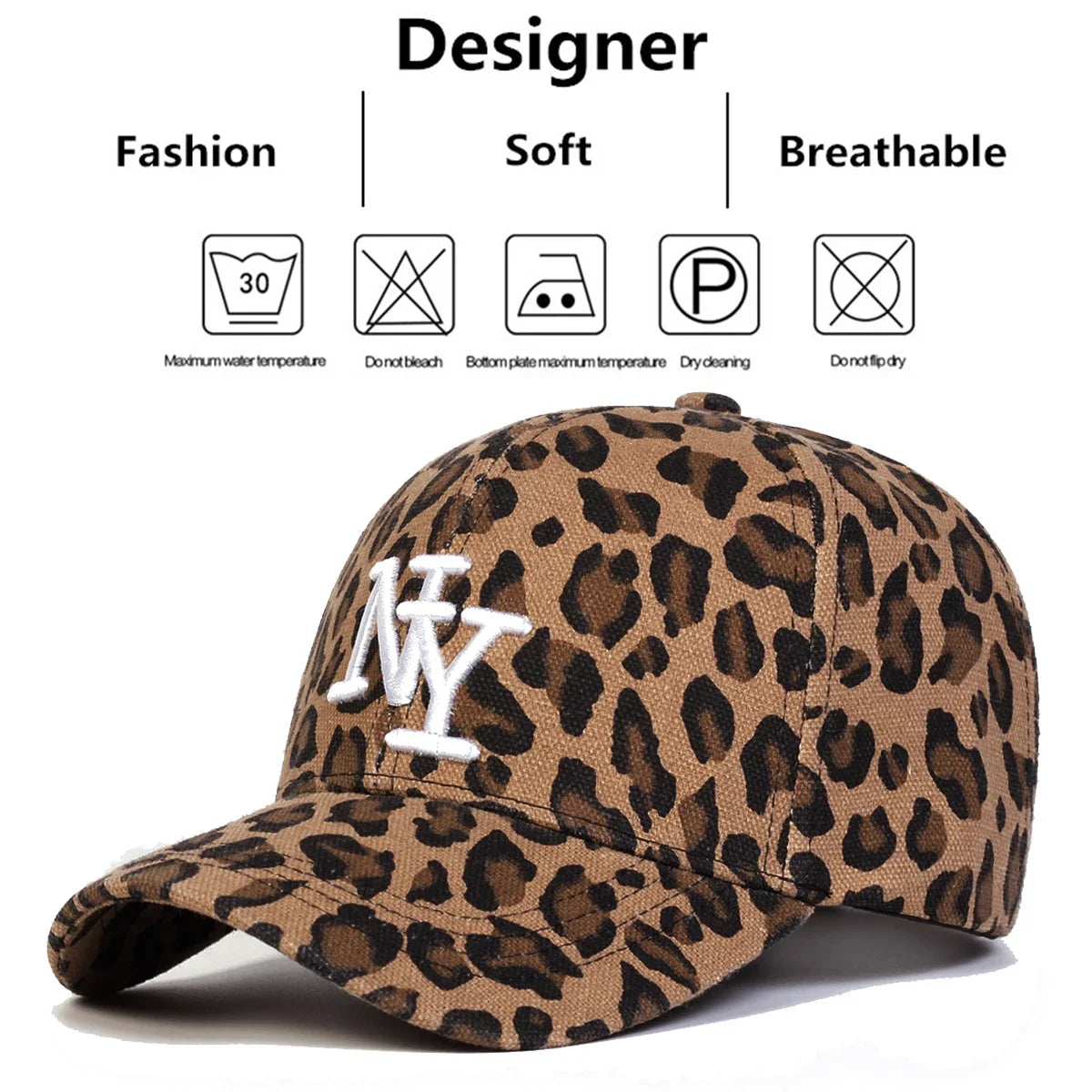 Unisex Letter Embroidery Leopard Print Baseball Caps