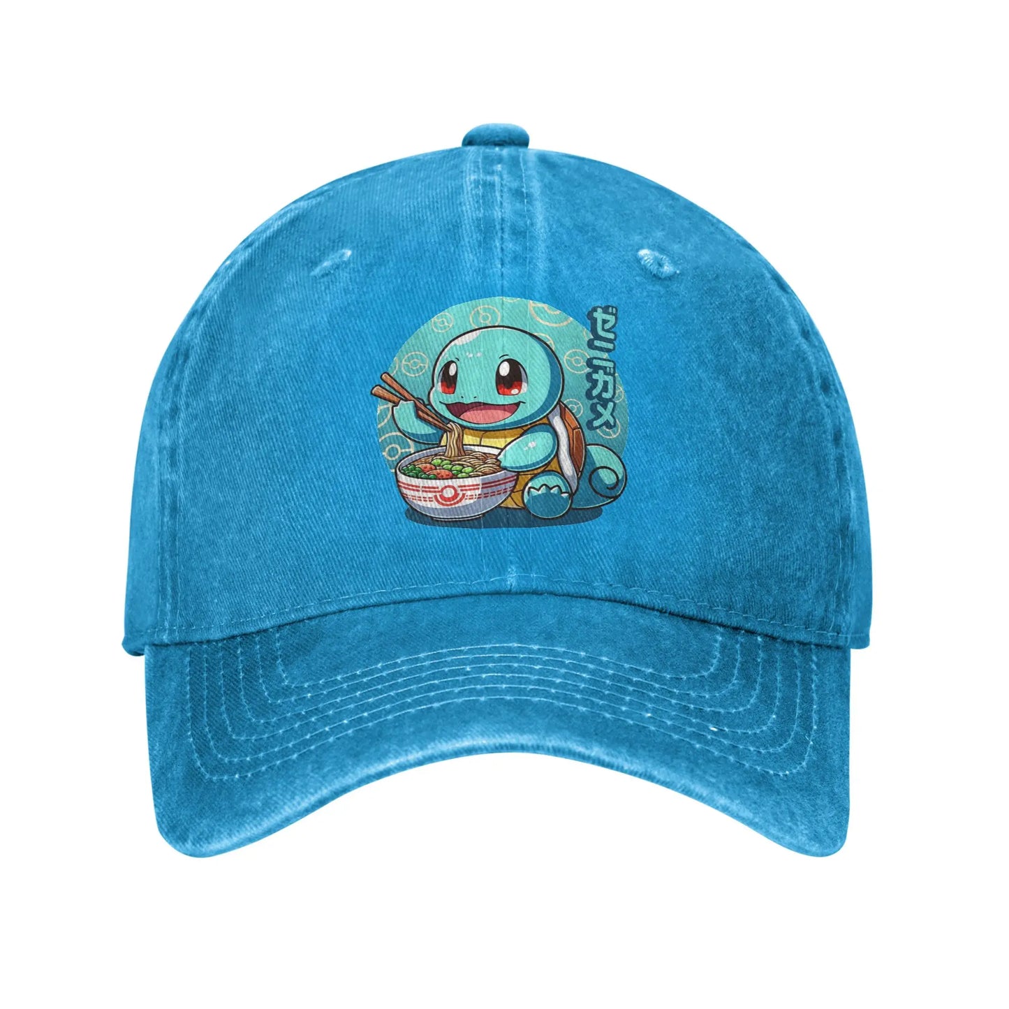 Classic Cute Water Type Creature Eating Ramen Pokemons Baseball Caps