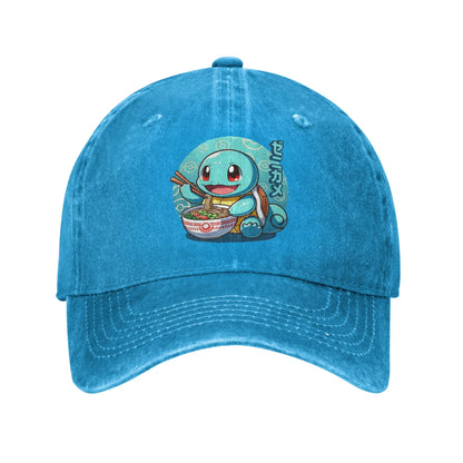 Classic Cute Water Type Creature Eating Ramen Pokemons Baseball Caps