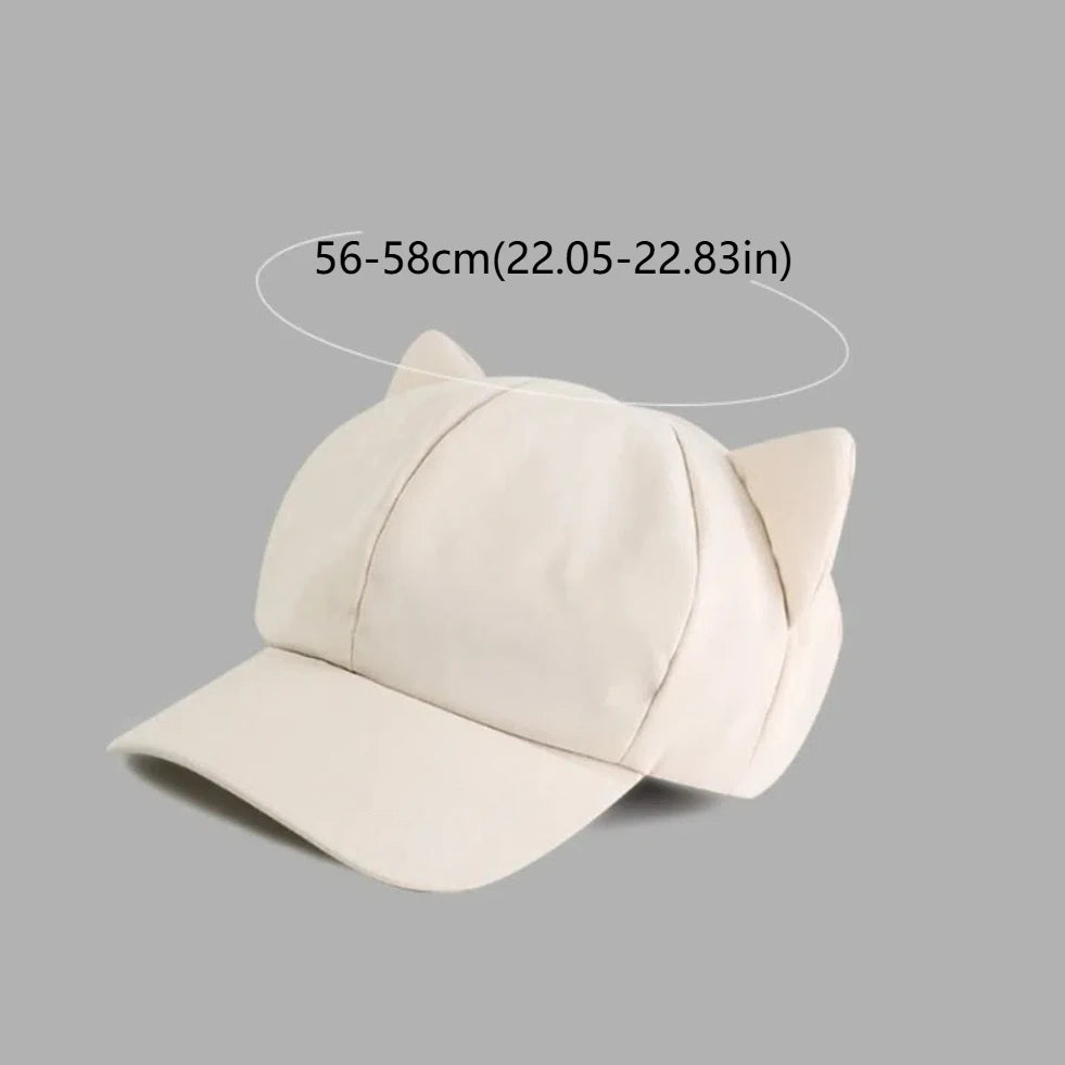 Lovely Korean Y2k Cat Ear Hat Casual Solid Color Women's Baseball Hat