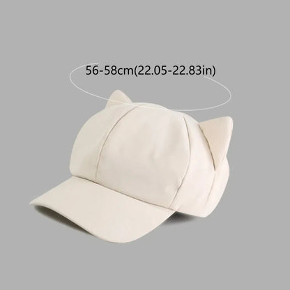 Lovely Korean Y2k Cat Ear Hat Casual Solid Color Women's Baseball Hat