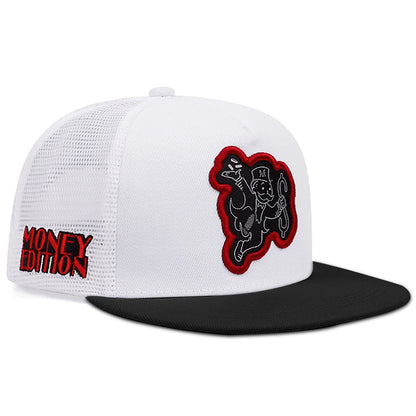 Poker Money Flat Edge Hat Mesh Hat Men's Fashion Street Hip Hop Hat Women's Baseball Hat