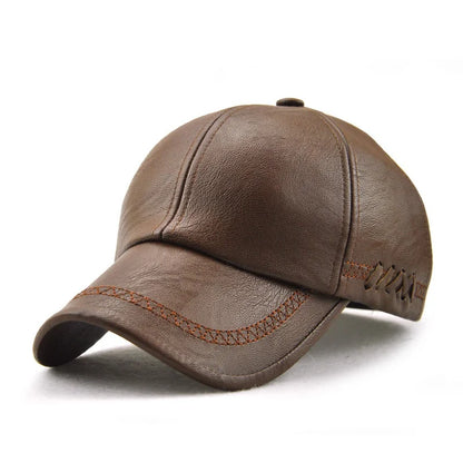 Spring Autumn Winter Dad Leather Caps Outdoor Leisure Baseball Cap Middle Aged Old Men Hat For Male