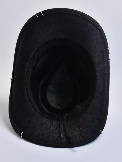 Faux Leather Vintage Western Cowboy Hat For Men Gentleman Jazz Hats
