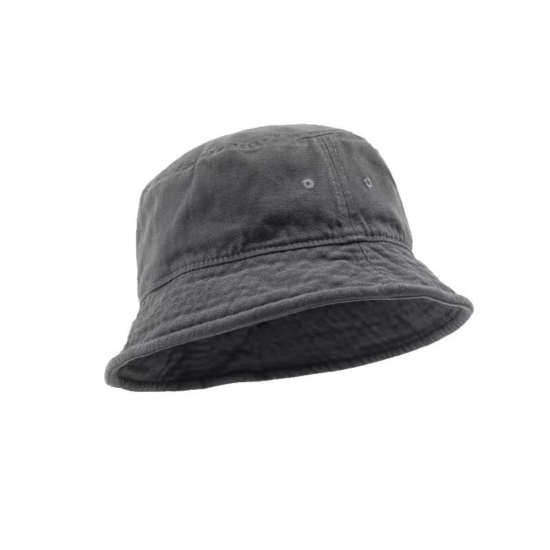 Big Head 59-61cm Bucket Hat Wide Brim Pure Cotton Outdoor Sun Caps