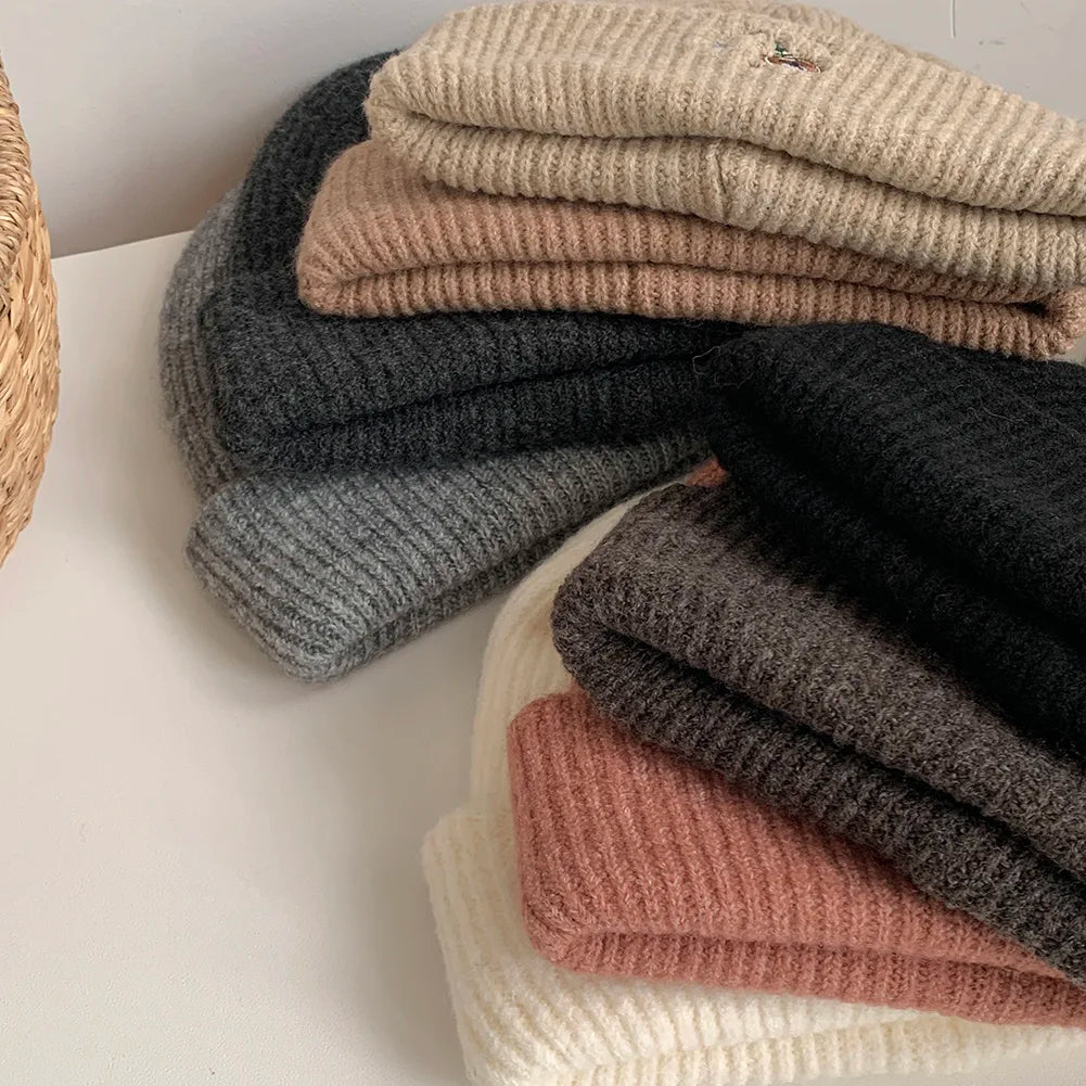‌2025 New Autumn Winter Bear Embroidery Windproof Pullover Beanie Hat