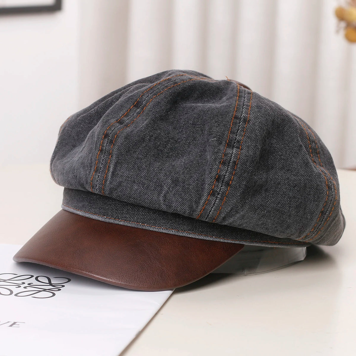 Vintage Washed Denim Newsboy Cap