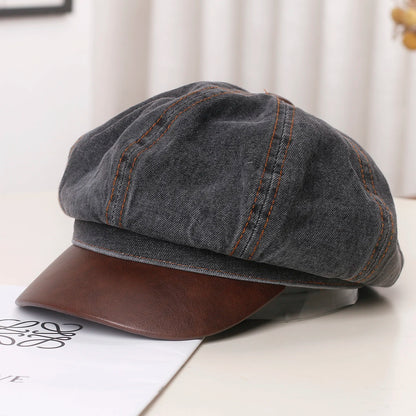 Vintage Washed Denim Newsboy Cap