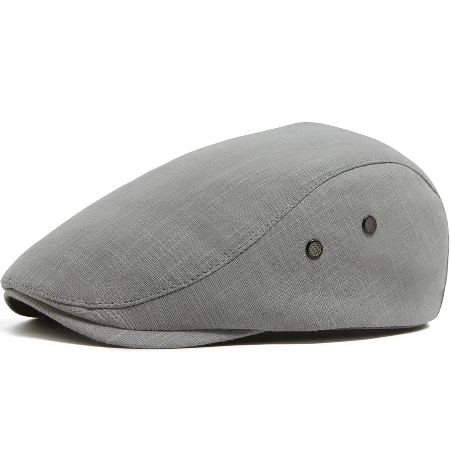 Men Linen Flat Cap Summer Breathable Newsboy Ivy Gatsby Beret Hat