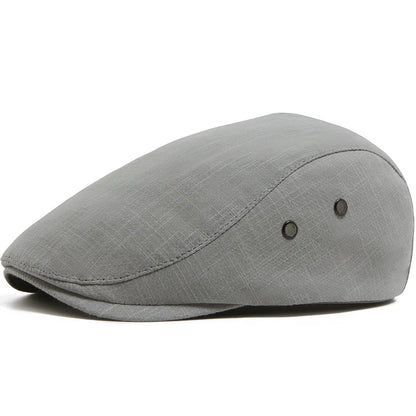 Men Linen Flat Cap Summer Breathable Newsboy Ivy Gatsby Beret Hat