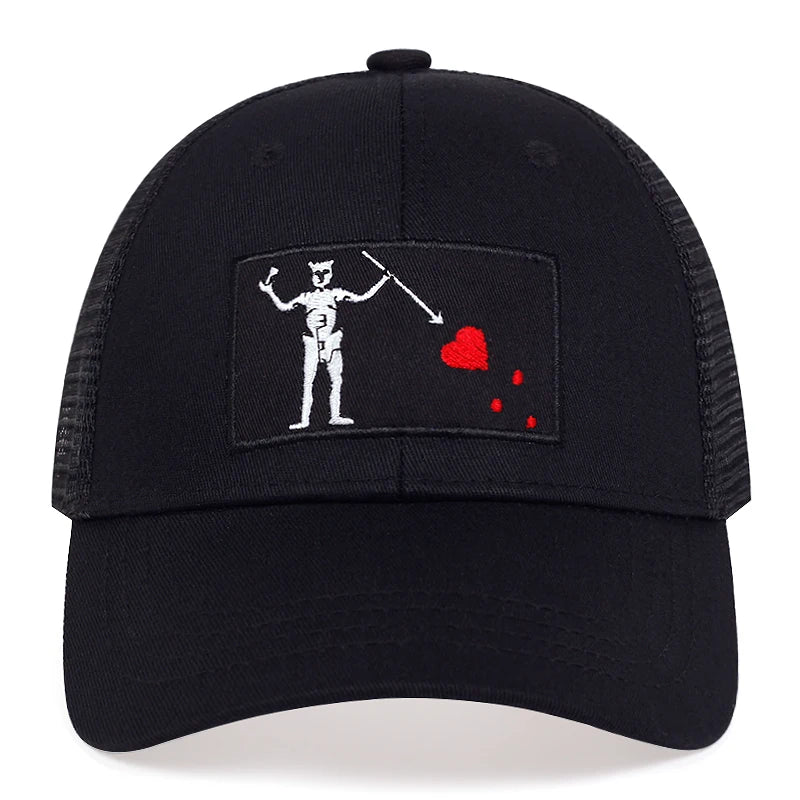 Unisex Skeleton Head Branch Heart Embroidery Baseball Net Caps Spring Summer