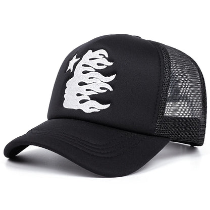Five Pointed Star Portrait Sponge Baseball Cap Women Men Outdoor Sports Event Mesh Cap Trucker Hat