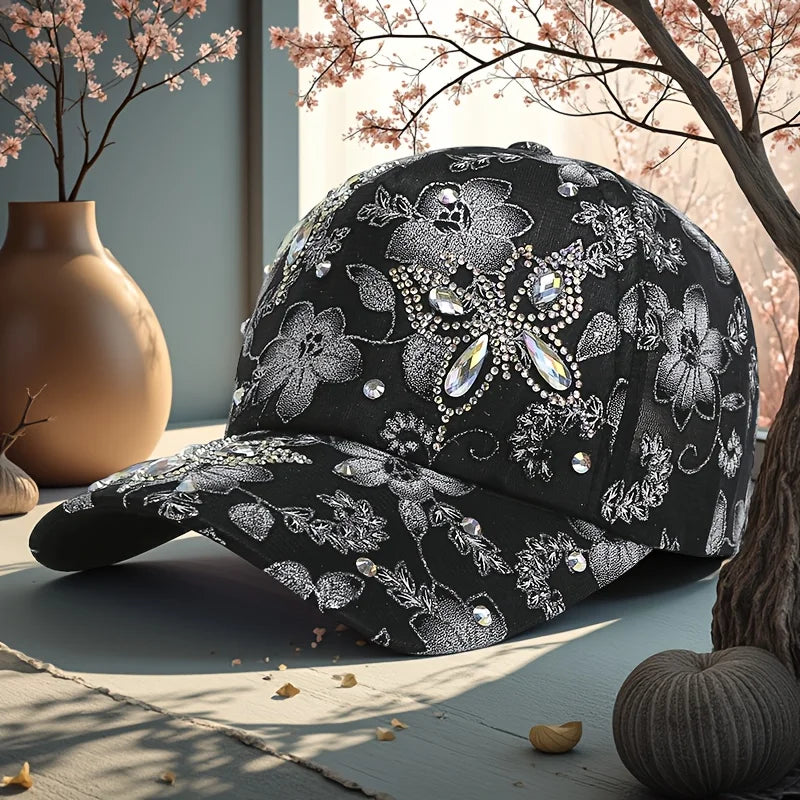 Butterfly-Shaped Diamond-Studded Women's Baseball Cap