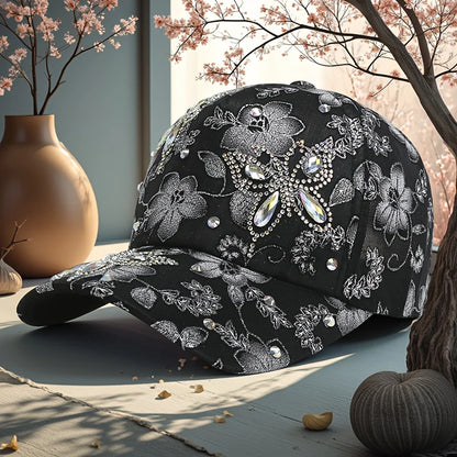 Butterfly-Shaped Diamond-Studded Women's Baseball Cap