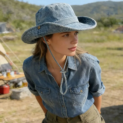 Unisex Vintage Washed Denim Bucket Hat