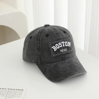 Solid Color Patch Edge Embroidered Three Dimensional Letter BUSTON Baseball Cap With Soft Top Hat