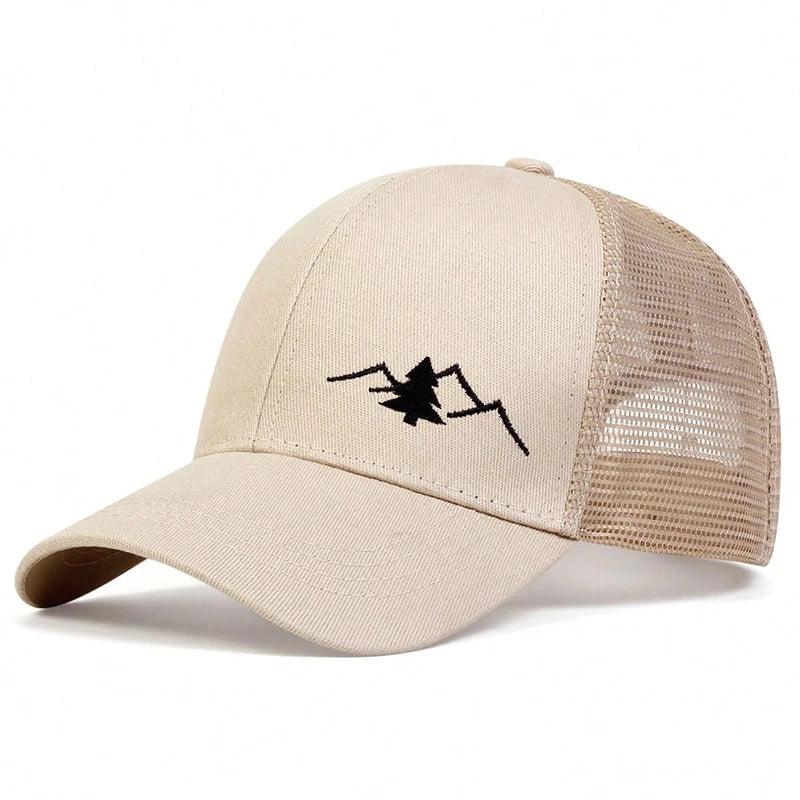 Unisex Mountain Embroidery Breathable Baseball Net Caps