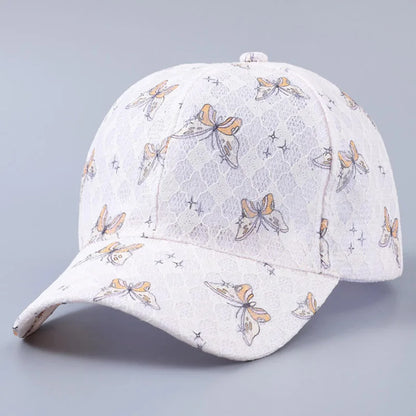 Lace Butterfly Print Decorative Baseball Cap
