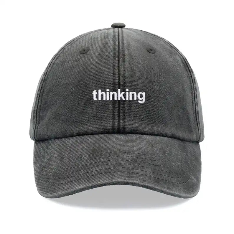 1pc "thinking" Baseball Cap Vintage Washed Unisex Dad Hat