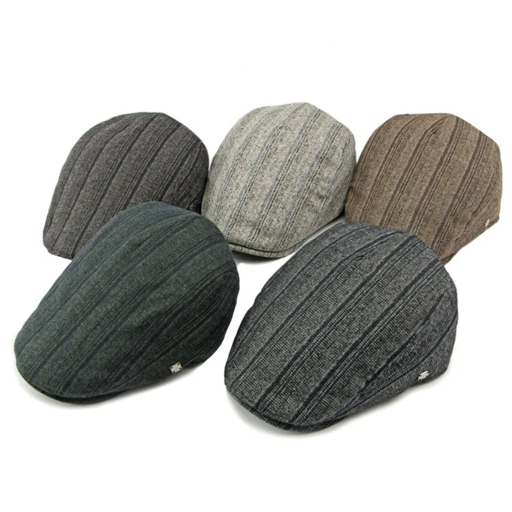 Fashion Retro Newsboy Cap Versatile Adjustable Stripe Berets