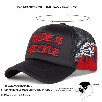 Unisex Rude Reckle Letter Embroidery Baseball Net Caps Spring Summer