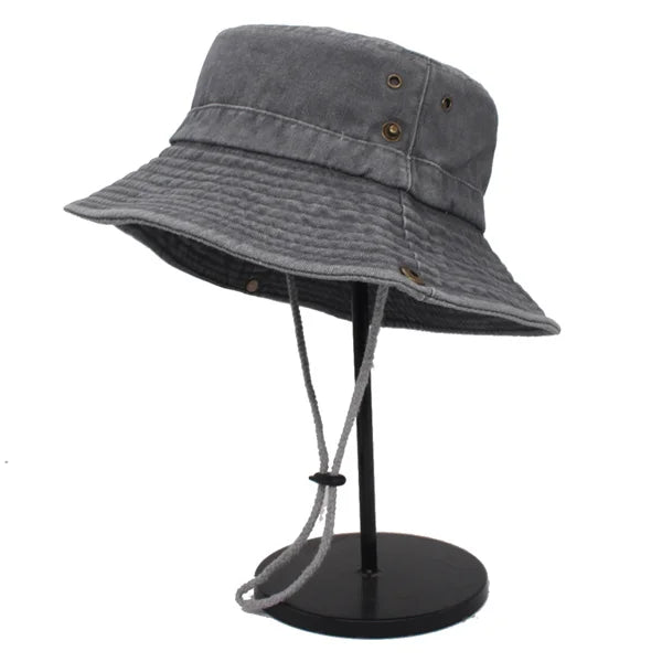 Wide Brim Bucket Hat For Men And Women Washed Solid Cotton