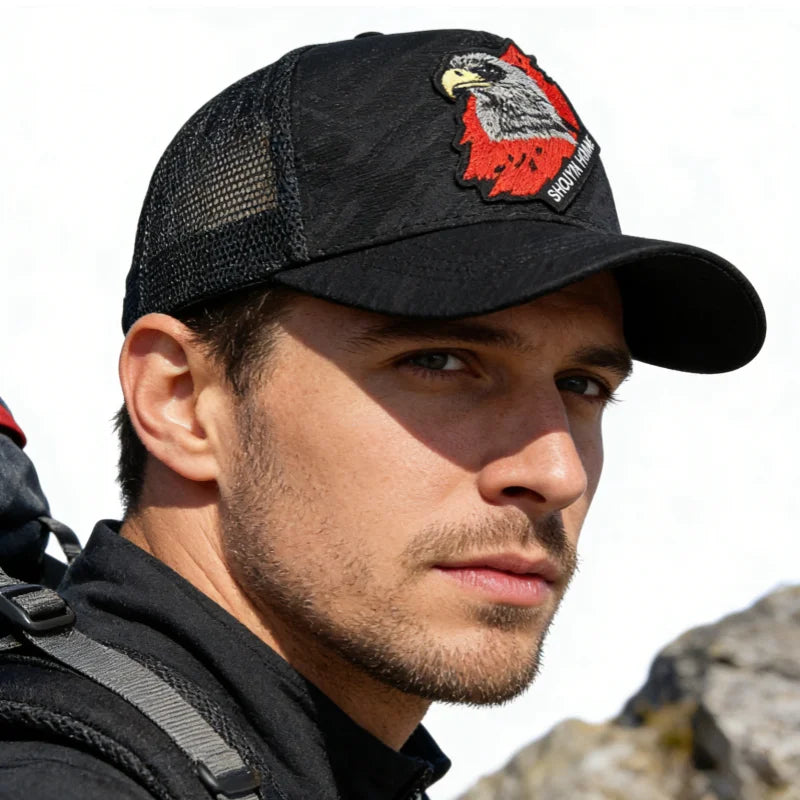 Breathable  Baseball Cap With Eagle Embroidery, Personalized Design, Unisex, Suitable For Daily Casual Outdoor Use, Sunshade Mesh Cap
