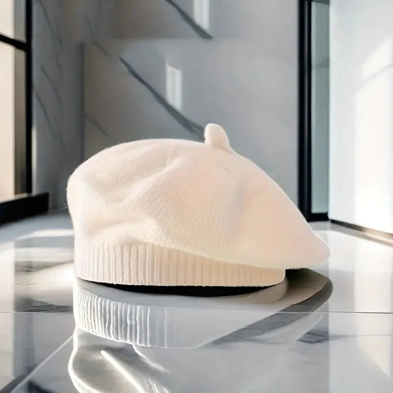 Flower Baby Beret Hat Winter Warm Knitted Beanie Cap
