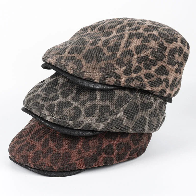 Spring Beret Cap Female 2026 Warm Autumn Vintage Leopard Print Women's Hat