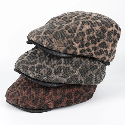 Spring Beret Cap Female 2026 Warm Autumn Vintage Leopard Print Women's Hat