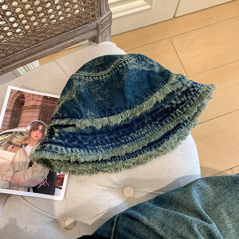 Japanese Washed Rough Edge Denim Bucket Hat