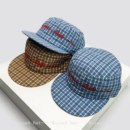 Korean Plaid Embroidered Letters Baseball Hats
