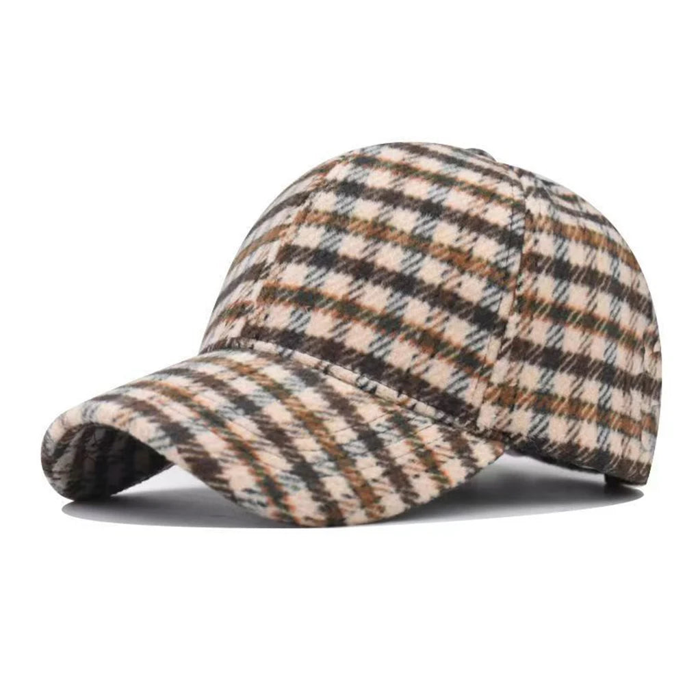 Adjustable Casual Versatile Houndstooth Unisex Plaid Baseball Cap