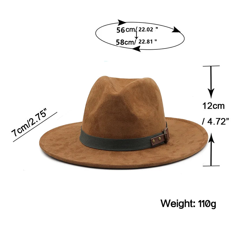 Men Suede Fedora Warm Jazz Hat