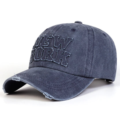 Unisex New York Stickers Embroidery Wash Baseball Caps
