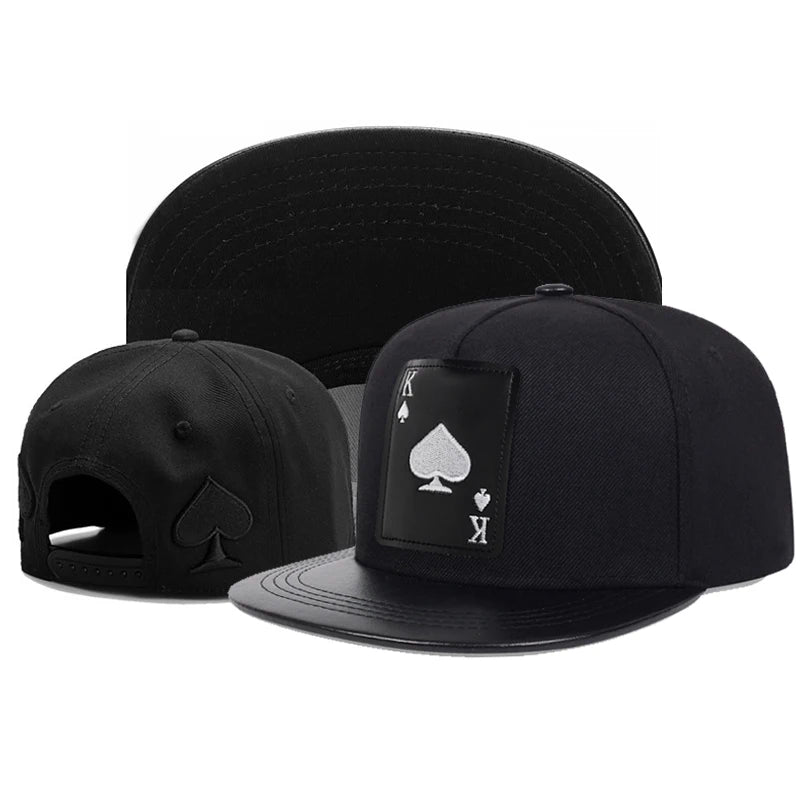 King Leather Playing Card Embroidered Baseball Caps Hip Hop Caps For Men Women