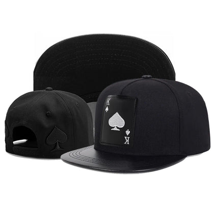 King Leather Playing Card Embroidered Baseball Caps Hip Hop Caps For Men Women