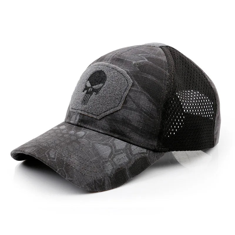 2024 New Summer Camouflage Skull Baseball Mesh Cap