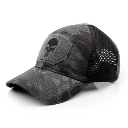 2024 New Summer Camouflage Skull Baseball Mesh Cap