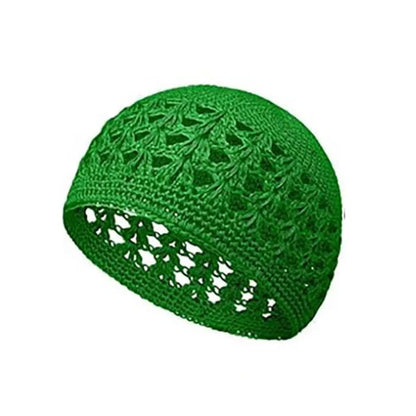 Solid Color Crochet Beanie Hats Unisex Stretchy Handmade Cotton Skull Cap