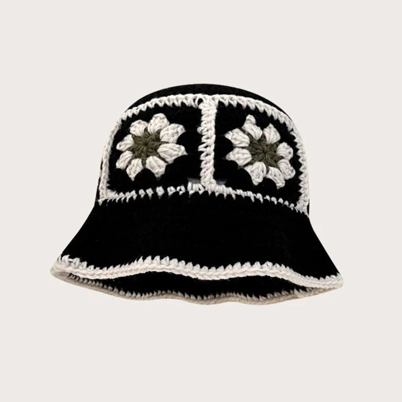 Dopamine Autumn Crochet Panama Cap Korean Handmade Bucket Hats